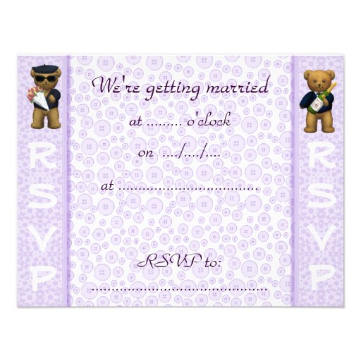 Gay Wedding - Invitation - Teddy Bears lilac