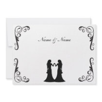 Gay Wedding Invite - Two Brides Black and White