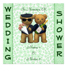 Gay Wedding shower Apple Teddy Bears invitation