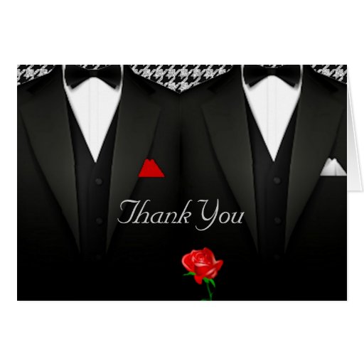 Gay Wedding Thank You Card Elegant Tuxedo Zazzle