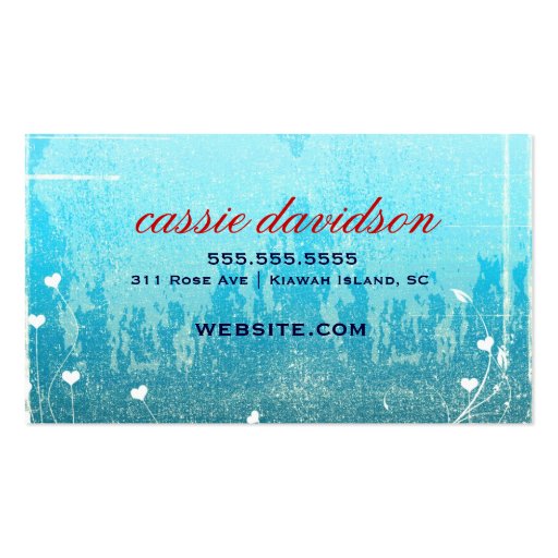 GC Adore in Roses Vintage Turquoise Business Cards (back side)