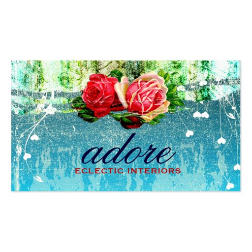 GC Adore in Roses Vintage Turquoise Business Cards (front side)