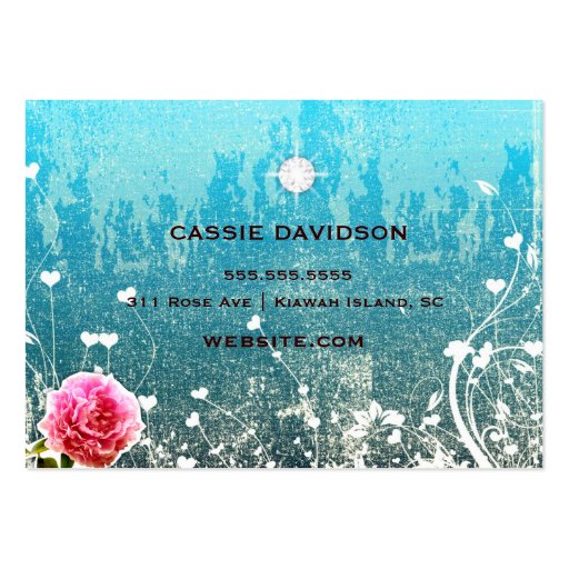 GC Adore Vintage Crystals Turquoise Metallic Business Card Templates (back side)