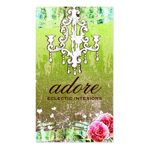 GC Adore Vintage Lime Gold Metallic Business Card Template (front side)