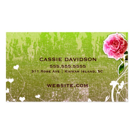 GC Adore Vintage Lime Gold Metallic Business Card Template (back side)