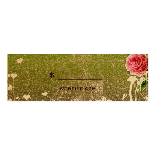 GC Adore Vintage Lime Tag Gold Metallic Business Card Templates (back side)