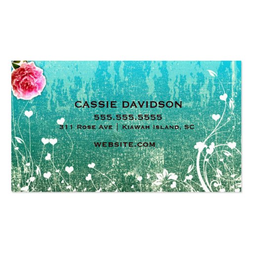 GC Adore Vintage Turquoise Basic Business Card Template (back side)