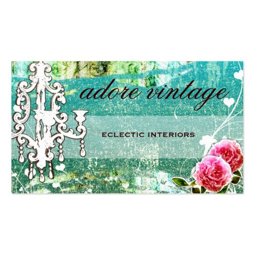 GC Adore Vintage Turquoise Basic Business Card Template (front side)