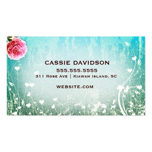 GC Adore Vintage Turquoise Basic Business Cards (back side)