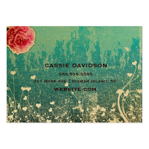GC Adore Vintage Turquoise Gold Metallic Business Card (back side)