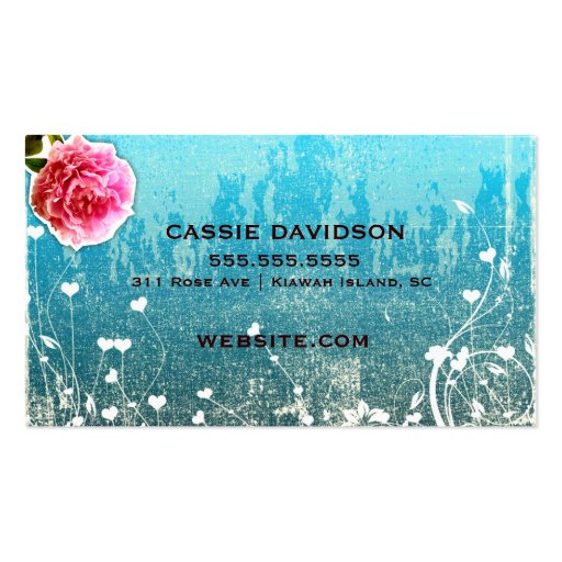 GC Adore Vintage Turquoise Gold Metallic Business Card Template (back side)