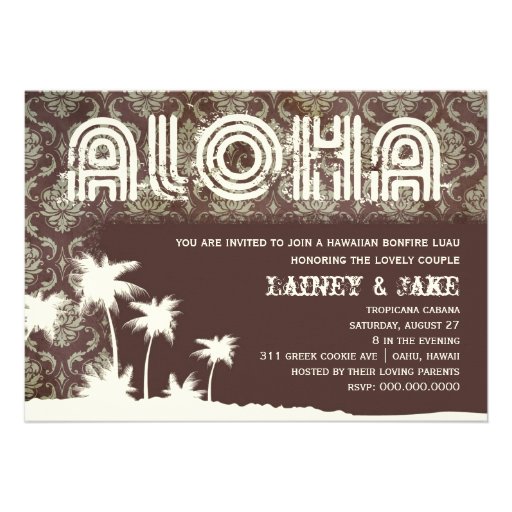 GC Aloha Luau Palm Pier Personalized Invitation (front side)