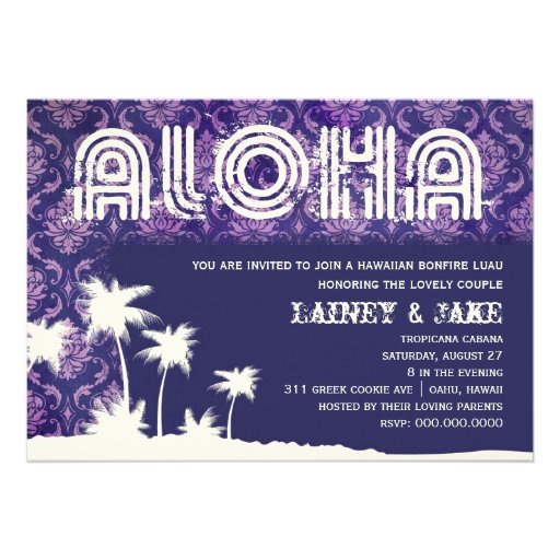 GC Aloha Luau Palm Purple Custom Announcement
