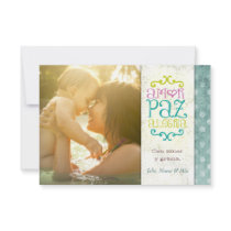 GC | Amor Paz Alegría Grungy Linen Aqua Custom Announcement