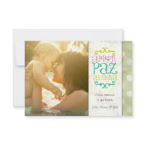 GC | Amor Paz Alegría Grungy Linen Vert Invitations