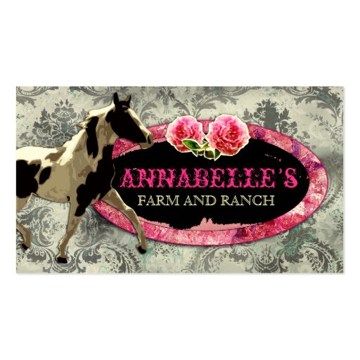 GC | "AnnaBelles" Horse Ranch Black | Vintage Grey Business Card Templates (front side)