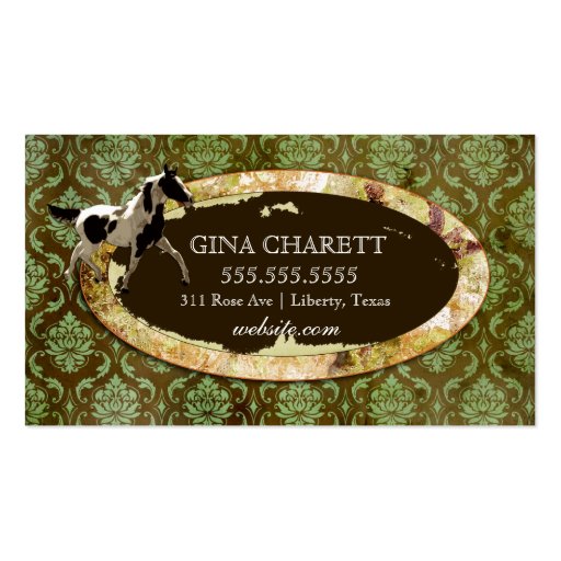 GC | "AnnaBelles" Horse Ranch | Green & Yellow Business Card Template (back side)