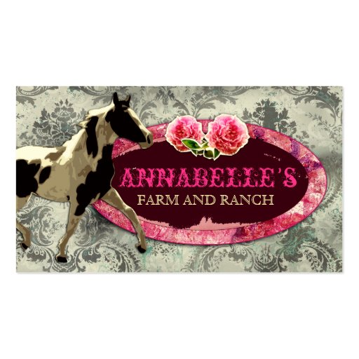 GC | "AnnaBelles" Horse Ranch | Vintage Grey Business Card (front side)