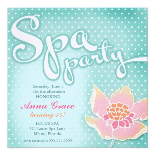 GC Aqua Spa Party Lotus Custom Invitation