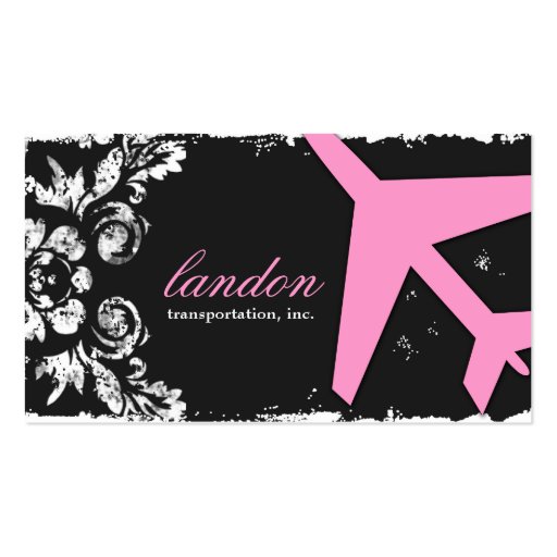 GC | AVIATION TAKE OFF Charcoal Damask Business Cards