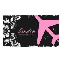 GC | AVIATION TAKE OFF Charcoal Damask Business Cards