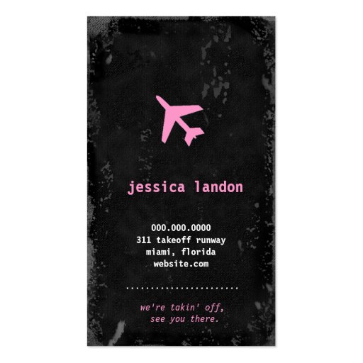 GC | AVIATION TAKE OFF PINK! BUSINESS CARD TEMPLATES (back side)