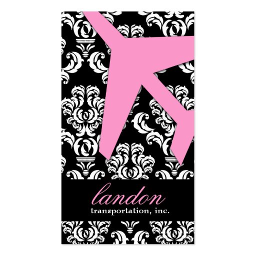GC | AVIATION TAKE OFF Pink Damask Business Card (front side)