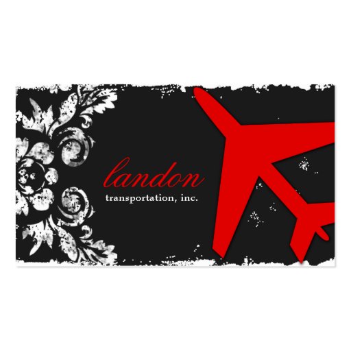GC AVIATION TAKE OFF Red Charcoal Damask Business Cards