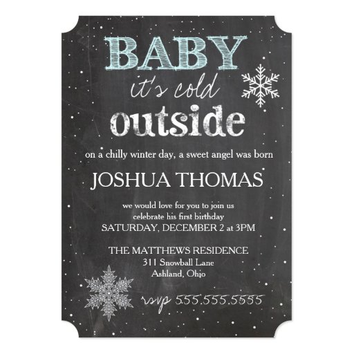 GC Baby It's Cold Outside Winter Birthday Boy Card (front side)