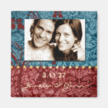GC | Bejeweled Turquoise & Red Save the Date Magnets