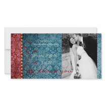 GC | Bejeweled Turquoise & Red Thank You Photo Cards