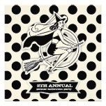 GC Black White Retro Pinup Halloween Stripe Invite