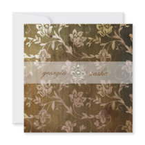GC | Blissful Brown Floral Vintage Custom Invitations