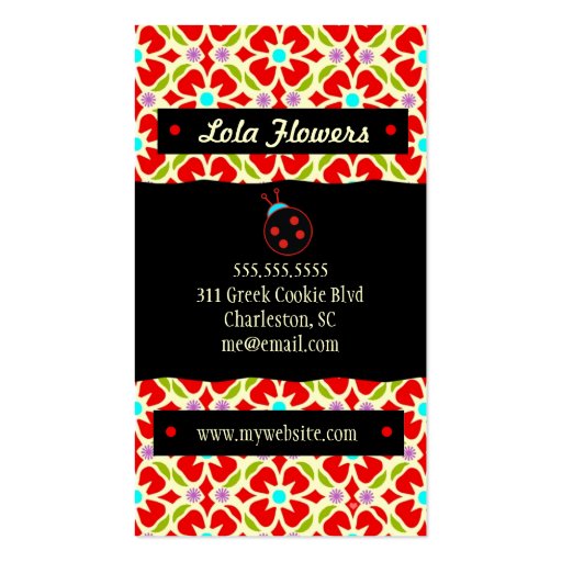 GC | Bohemian Ladybug Business Card Templates (back side)