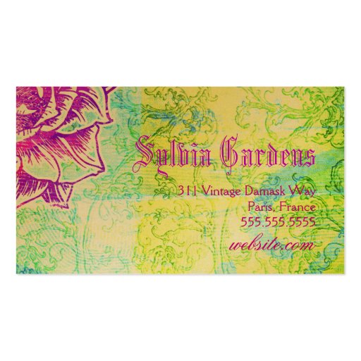 GC Cali Vibrant Garden Crown Purple Garden Flowers Business Cards (back side)