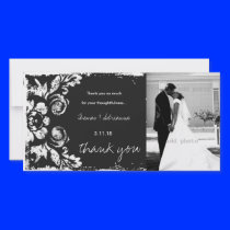 GC | Charcoal Vintage Damask Horizontal Thank You Photo Cards