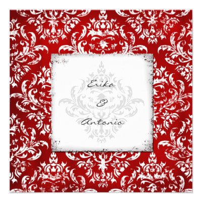 GC | Erika Vintage Damask-RubyRed Personalized Announcement