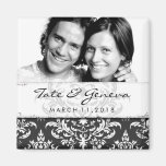 GC | Erika Vintage Damask Save the Date-Charcoal Fridge Magnets
