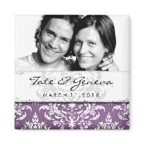 GC | Erika Vintage Damask Save the Date-Eggplant Refrigerator Magnets