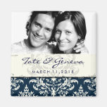 GC | Erika Vintage Damask Save the Date Navy Fridge Magnet