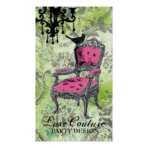 GC | Fabulously French Lime Damask Business Cards (front side)