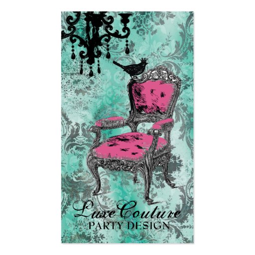 GC Fabulously French Turquoise Damask Business Card (front side)