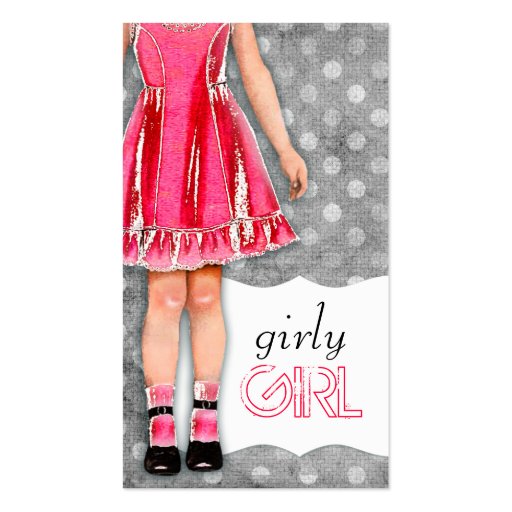 GC | Girly Girl Doll Hot Pink Business Card Templates (front side)