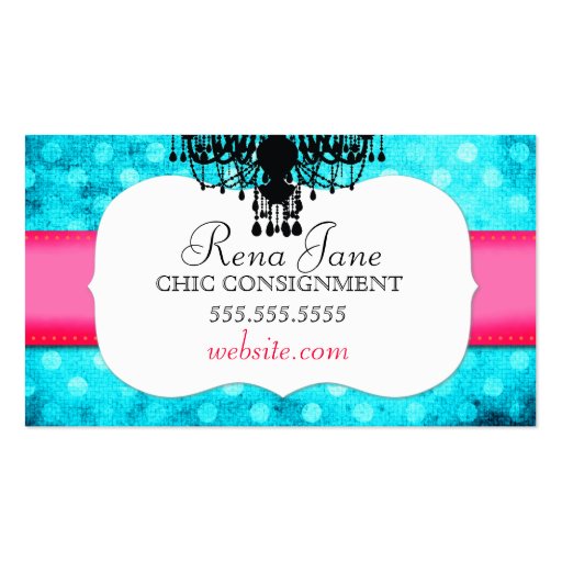 GC | Girly Girl Doll Hot Pink Turquoise Dots Business Cards (back side)