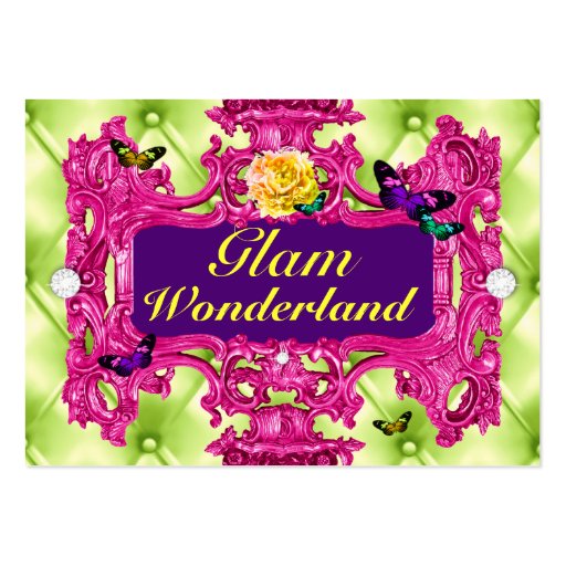 GC Glam Wonderland Pink Lime Tuft Business Card Templates (front side)