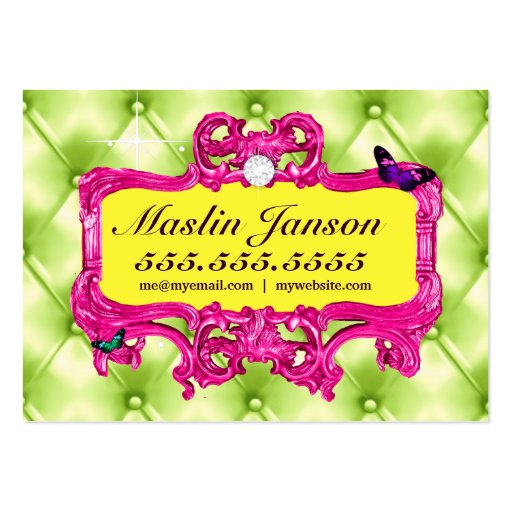 GC Glam Wonderland Pink Lime Tuft Business Card Templates (back side)
