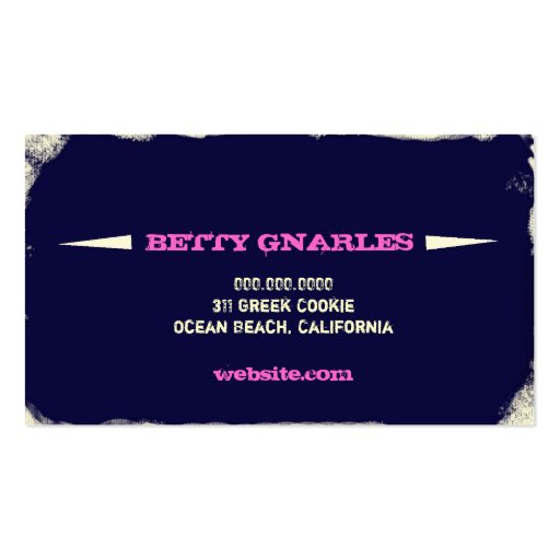 GC | Gnarly by Nature Navy | Pink Business Card Templates (back side)