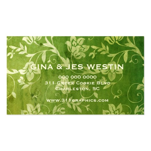 GC | Gorgeous Green Floral Business Card Templates (back side)