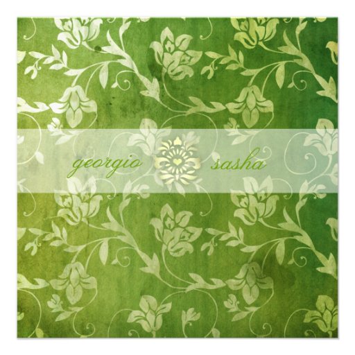 GC | Gorgeous Green Floral Vintage Personalized Announcement