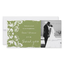 GC | Green Vintage Damask Thank You photo cards